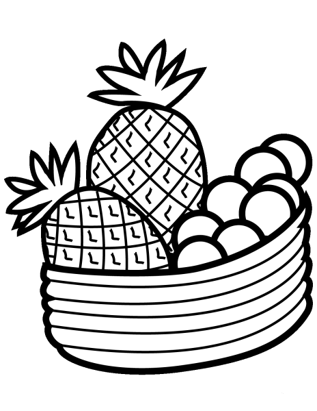 Bowl with Fruits coloring page image