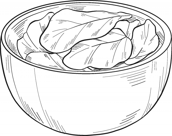 Bowl with Lettuce coloring page image