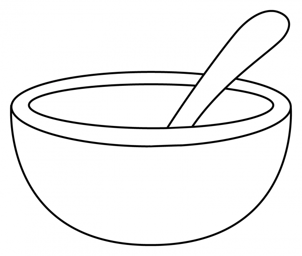Bowl with Spoon Emoji coloring page image
