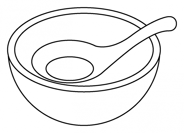 Bowl with Spoon Emoji coloring page image
