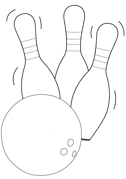 Bowling Ball and Pins coloring page image