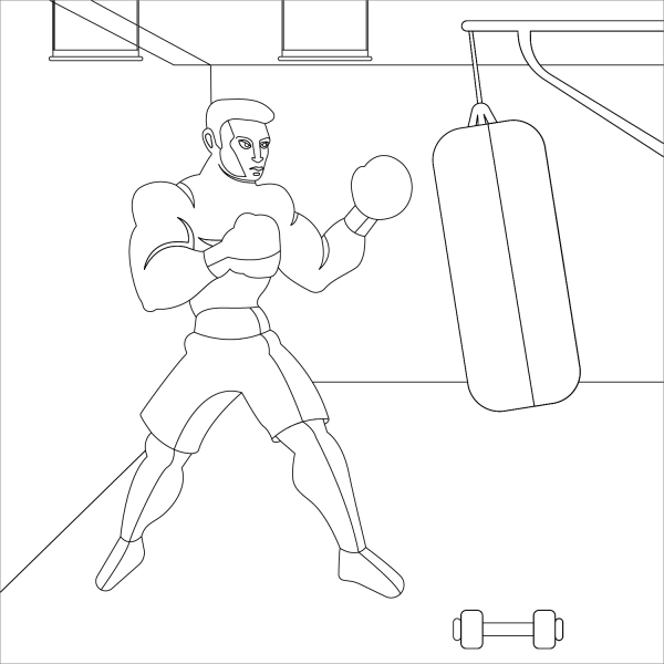 Boxer coloring page image