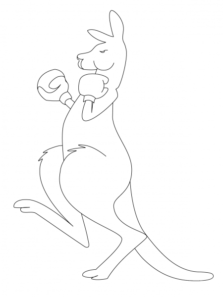 Boxing Kangaroo coloring page image