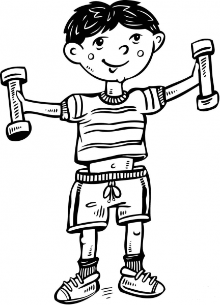 Boy Exercising coloring page image