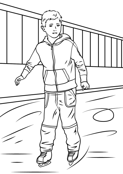 Boy Ice Skater coloring page image