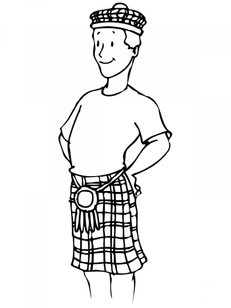 Boy in a Kilt coloring page image