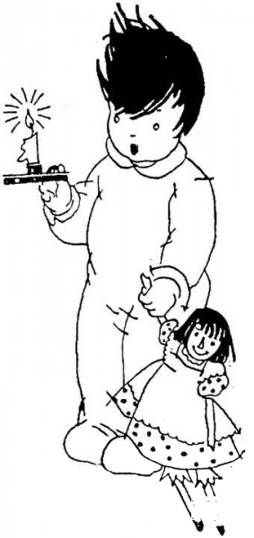 Boy in Pajamas  coloring page image
