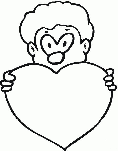 Boy Is Holding Valentineâs Day Heart coloring page image