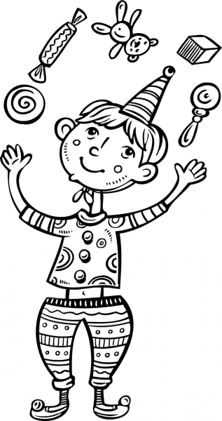 Boy Juggling coloring page image