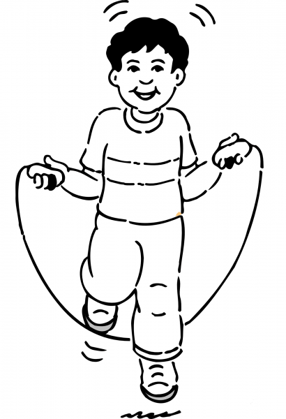 Boy Jumping Rope coloring page image