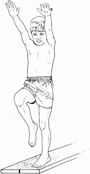 Boy on a Diving Board coloring page image