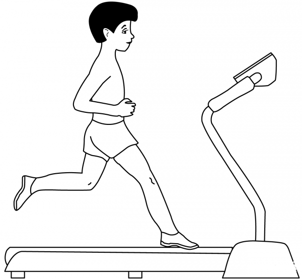 Boy on Training Simulator coloring page image