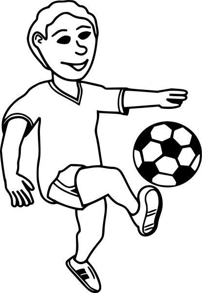 Boy Playing Soccer coloring page image