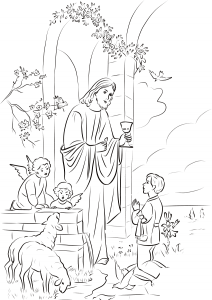 Boy’s First Communion coloring page image