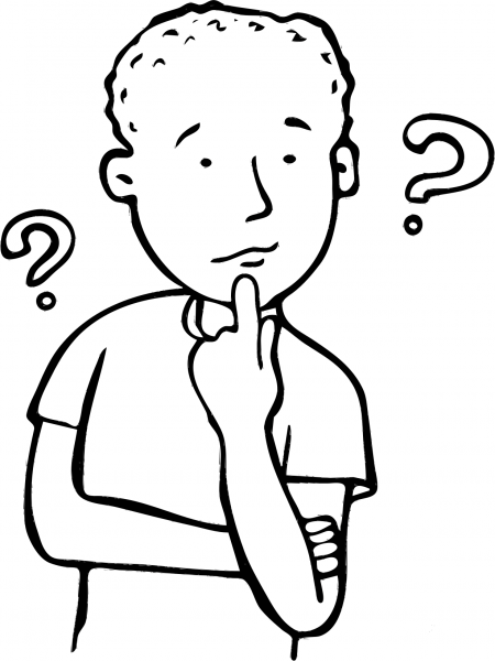 Boy Thinking of Question coloring page image
