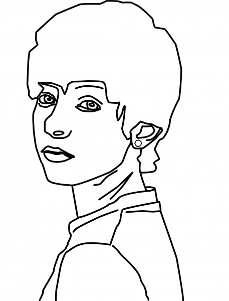 Boy with An Earring coloring page image