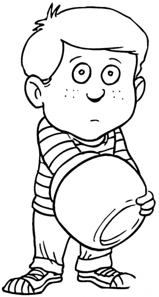 Boy with Cookie Jar  coloring page image