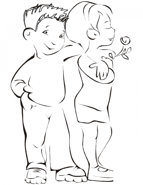 Boy with Girl coloring page image