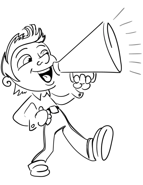 Boy with Loudspeaker coloring page image