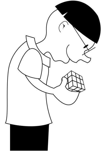 Boy with Magic Cube coloring page image