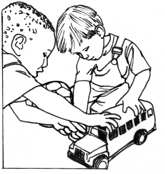 Boys Are Playing Cars  coloring page image