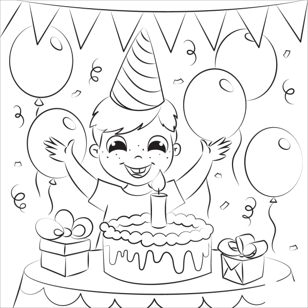 Boys Birthday coloring page image