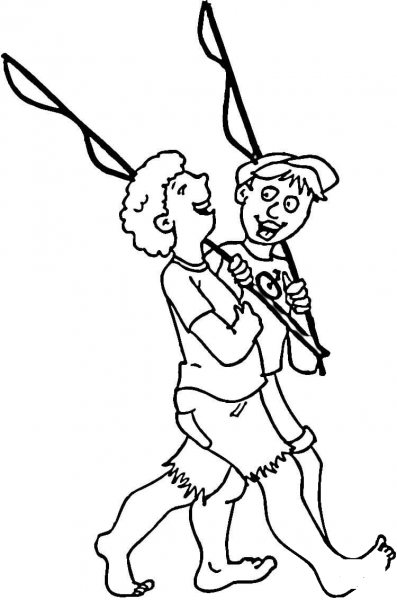 Boys fishers coloring page image