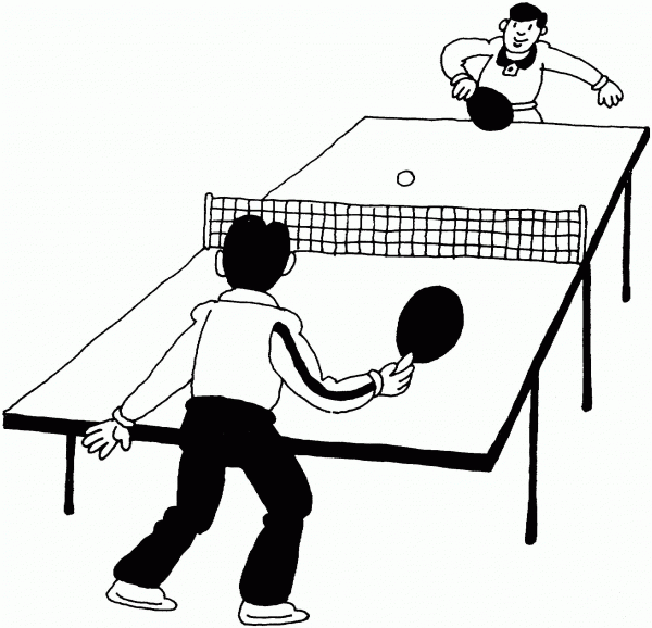 Boys Playing Ping Pong coloring page image
