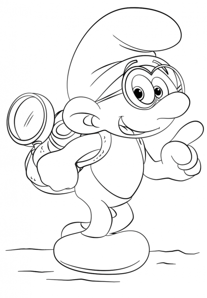 Brainy Smurf coloring page image