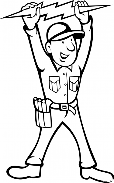 Brave Electrician coloring page image