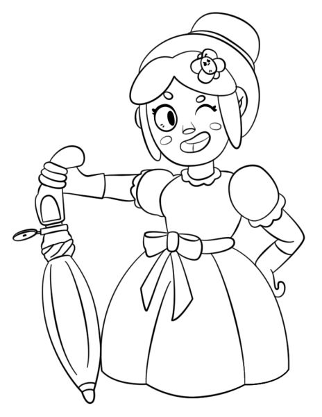 Brawl Stars Piper coloring page image