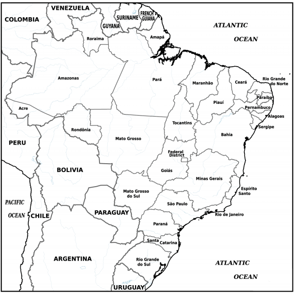 Brazilian Map  coloring page image