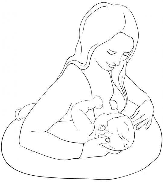 Breast Feeding Mother coloring page image