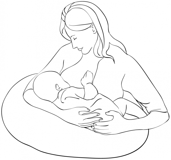 Breast Feeding Mother coloring page image