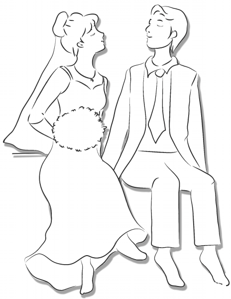 Bride and Groom coloring page image