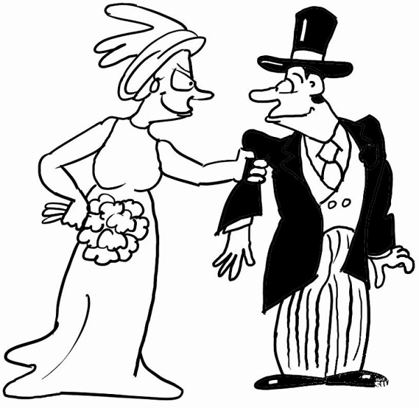 Bride and Groom coloring page image