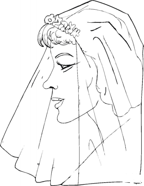 Bride Is Ready To Say Yes  coloring page image