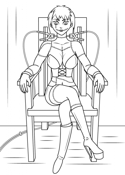 Bride of Frankenstein coloring page image