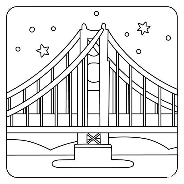 Bridge at Night Emoji coloring page image