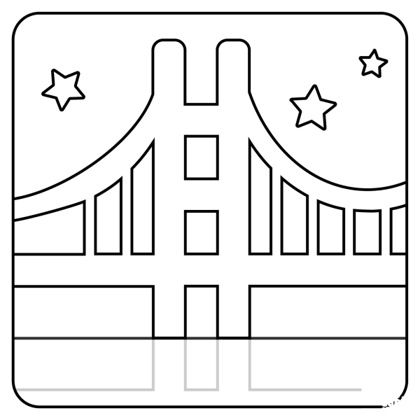 Bridge at Night Emoji coloring page image