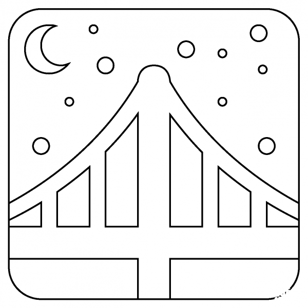 Bridge at Night Emoji coloring page image