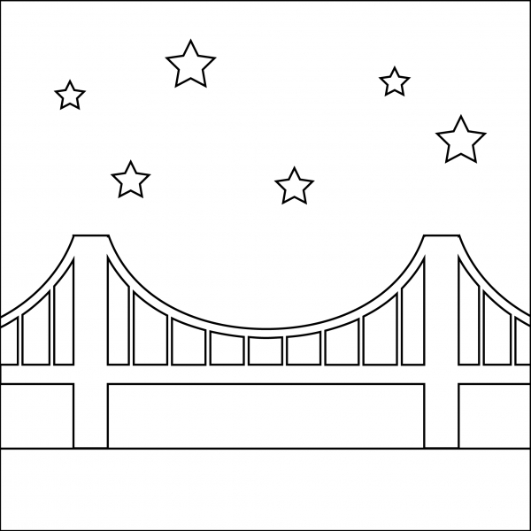 Bridge at Night Emoji coloring page image