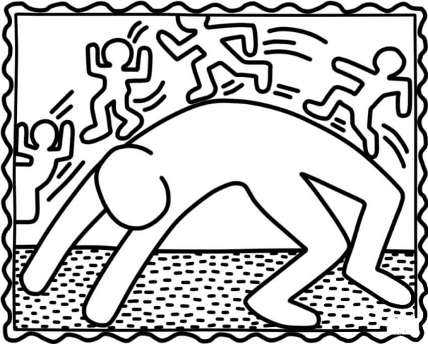 Bridge Exercise by Keith Haring coloring page image