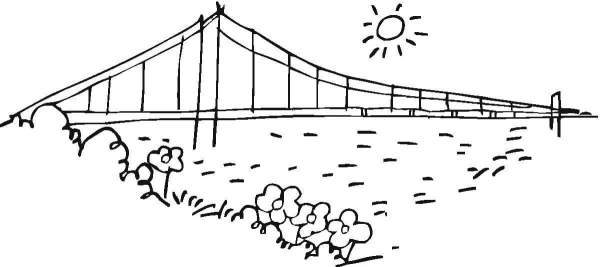 Bridge Golden Gate in San Francisco  coloring page image