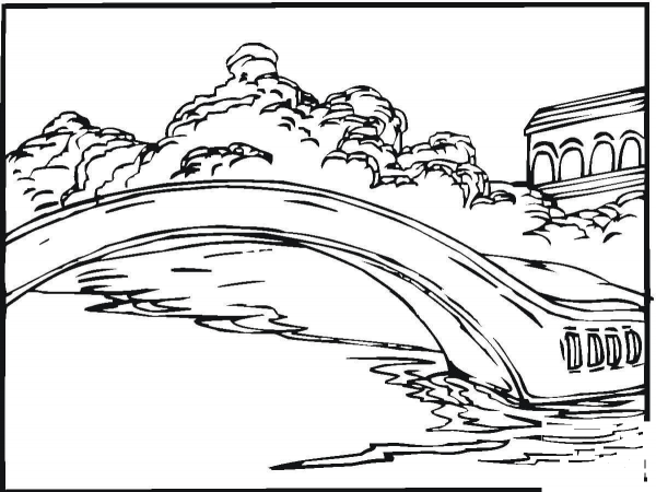 Bridge On The Lake  coloring page image