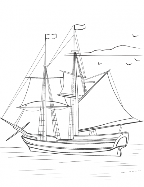 Brig coloring page image