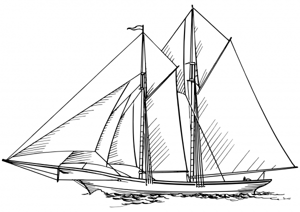 Brigantine Sailing Ship coloring page image