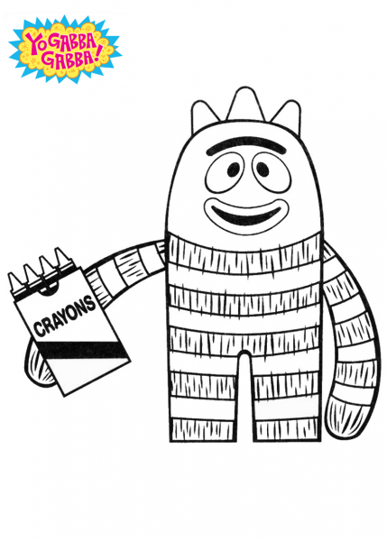 Brobee with Crayons coloring page image