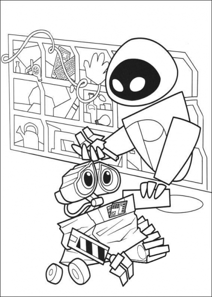 Broken Wall-E  coloring page image