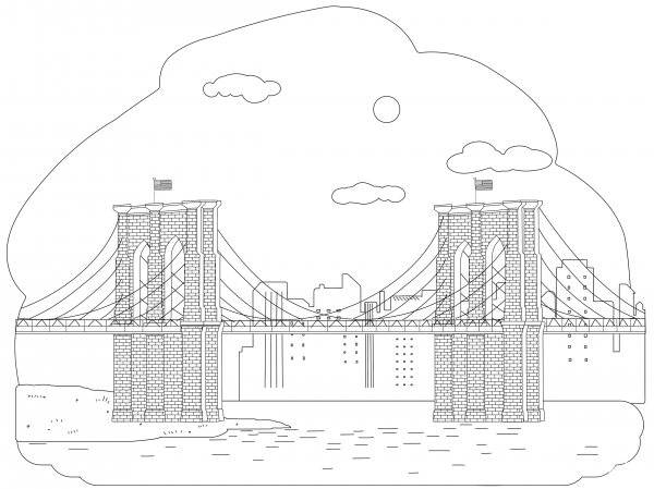 Brooklyn Bridge coloring page image
